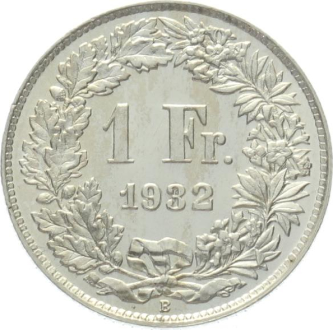 Schweiz 1 Franken 1932 B - fast unzirkuliert/stempelglanz